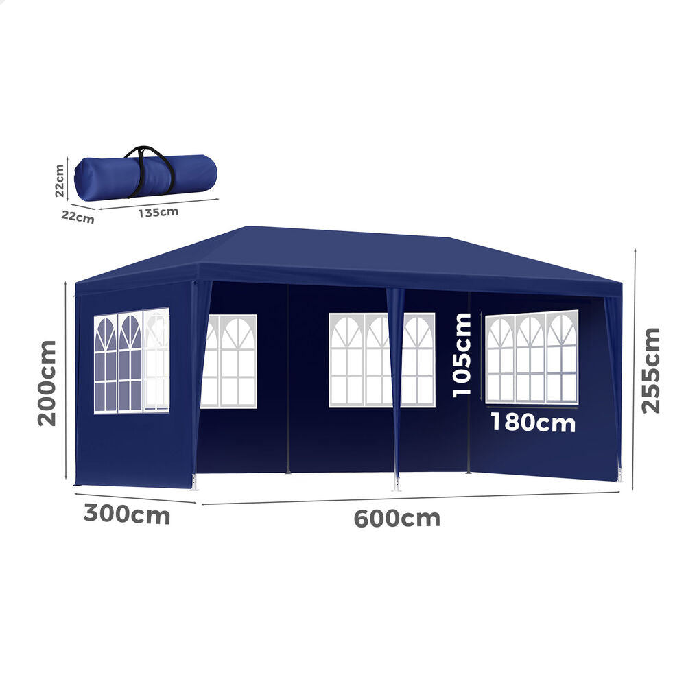 ALFORDSON Gazebo 3x6m Outdoor Wedding Camping Marquee Canopy Portable Blue