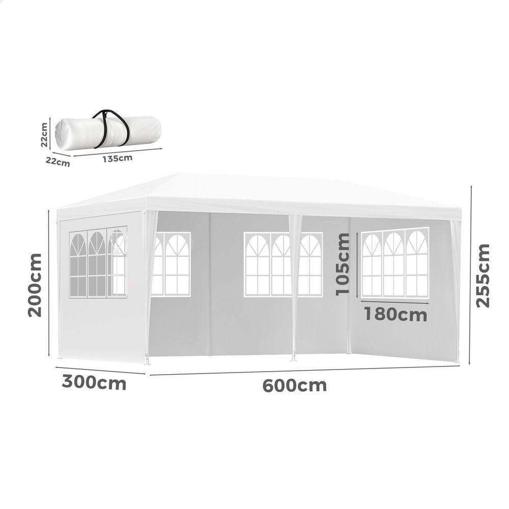 3x6m Gazebo ALFORDSON Outdoor Marquee Party Tent Camping Portable Side Wall White
