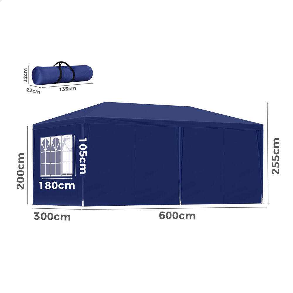 ALFORDSON Gazebo 3x6m Outdoor Wedding Marquee Camping Canopy Portable Blue