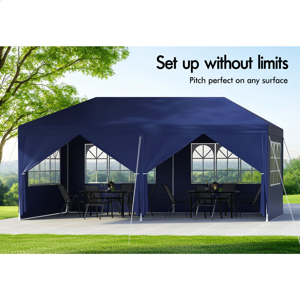 ALFORDSON Gazebo 3x6m Outdoor Wedding Marquee Camping Canopy Portable Blue