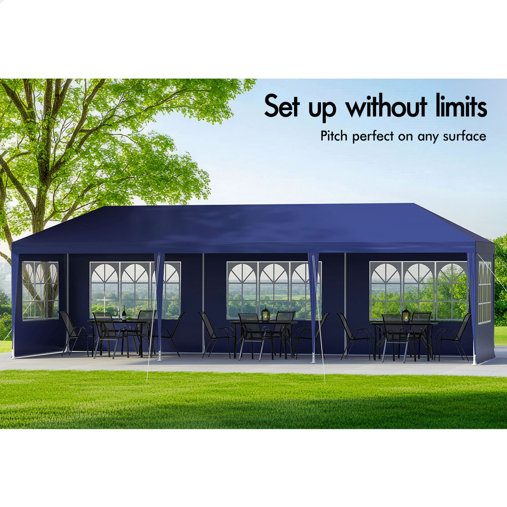 ALFORDSON Gazebo 3x9m Outdoor Wedding Camping Marquee Canopy Portable Blue