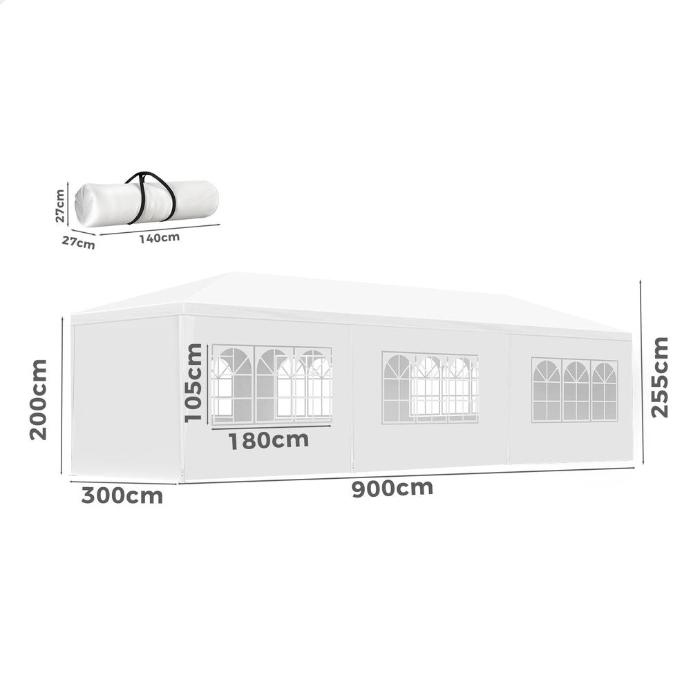3x9m Gazebo ALFORDSON Marquee Outdoor Party Tent Camping Portable Side Wall White