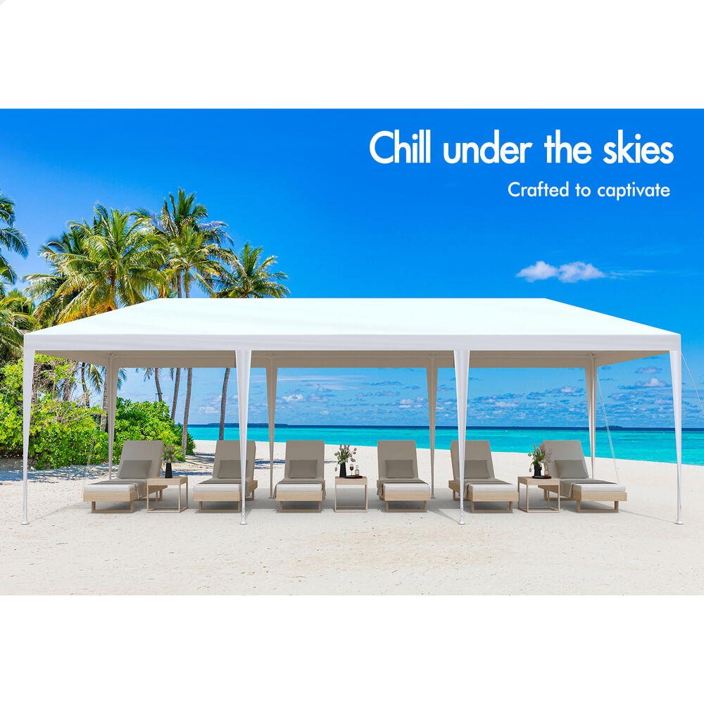 ALFORDSON Gazebo 3x9m Outdoor Wedding Camping Marquee Canopy Portable White