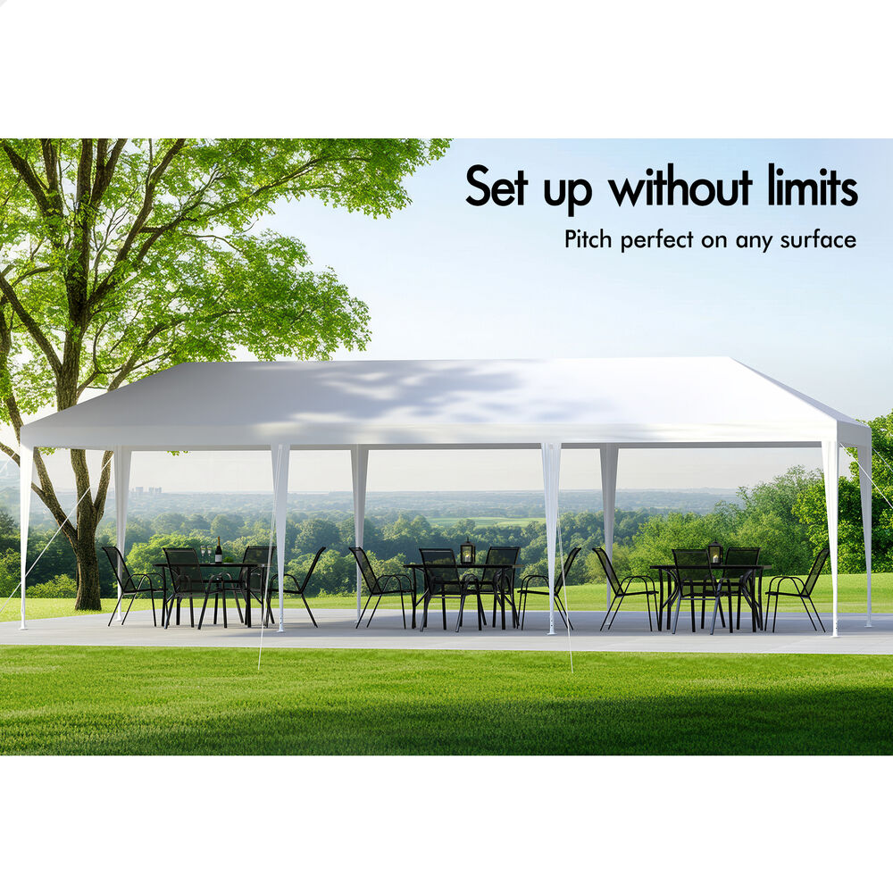 ALFORDSON Gazebo 3x9m Outdoor Wedding Camping Marquee Canopy Portable White