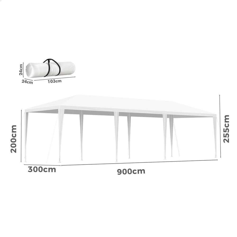 ALFORDSON Gazebo 3x9m Outdoor Wedding Camping Marquee Canopy Portable White