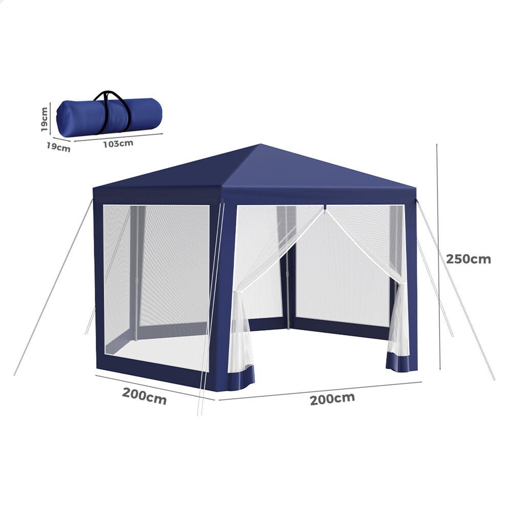 ALFORDSON Gazebo 2x2m Outdoor Camping Marquee Canopy Mesh Wall Portable Blue