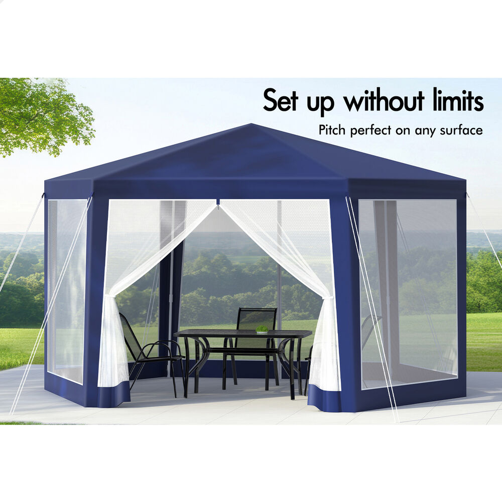 ALFORDSON Gazebo 2x2m Outdoor Camping Marquee Canopy Mesh Wall Portable Blue