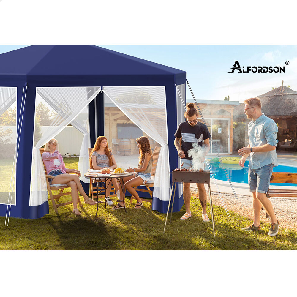 ALFORDSON Gazebo 2x2m Outdoor Camping Marquee Canopy Mesh Wall Portable Blue