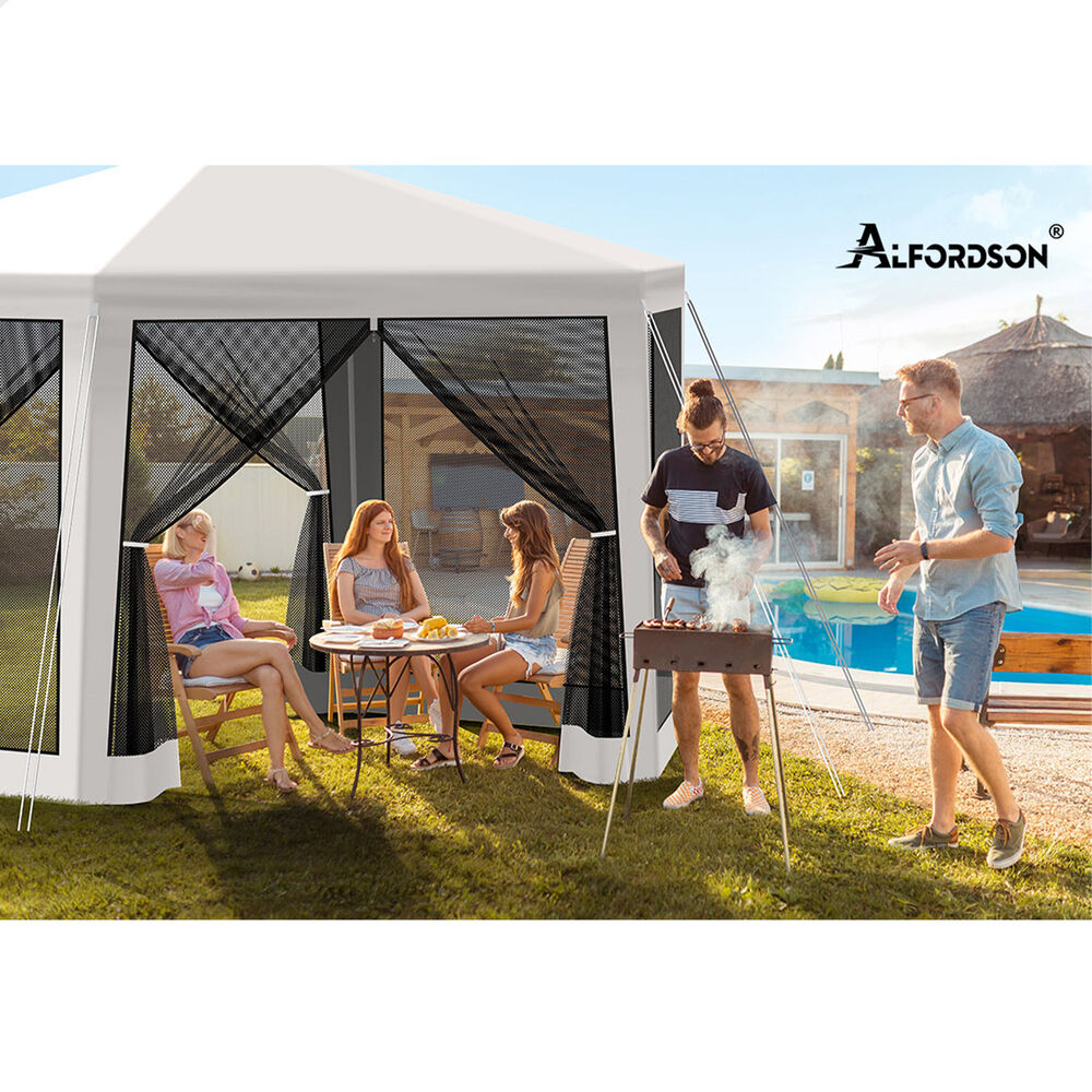 ALFORDSON Gazebo 2x2m Outdoor Camping Marquee Canopy Mesh Wall Portable White