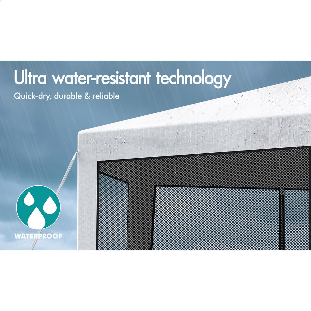 ALFORDSON Gazebo 2x2m Outdoor Camping Marquee Canopy Mesh Wall Portable White