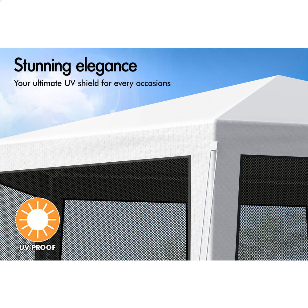 ALFORDSON Gazebo 2x2m Outdoor Camping Marquee Canopy Mesh Wall Portable White