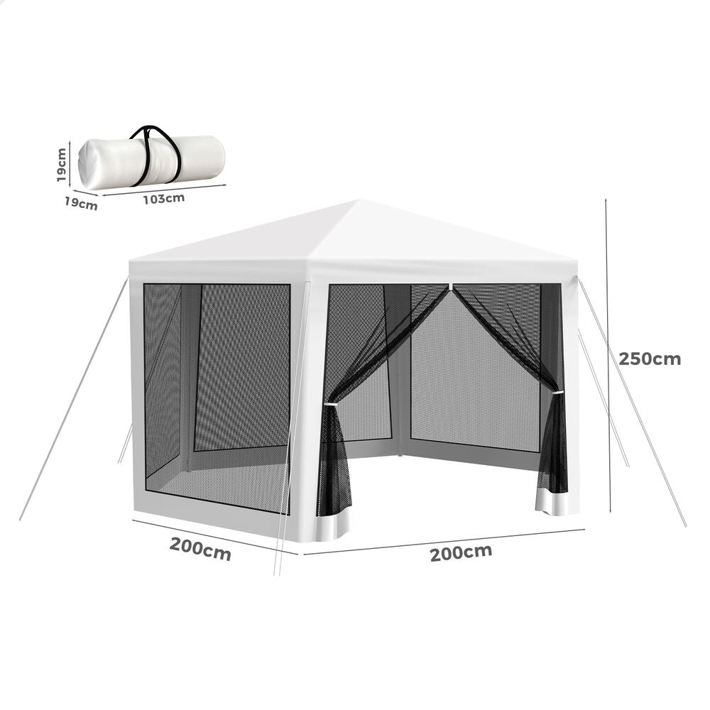 ALFORDSON Gazebo 2x2m Outdoor Camping Marquee Canopy Mesh Wall Portable White