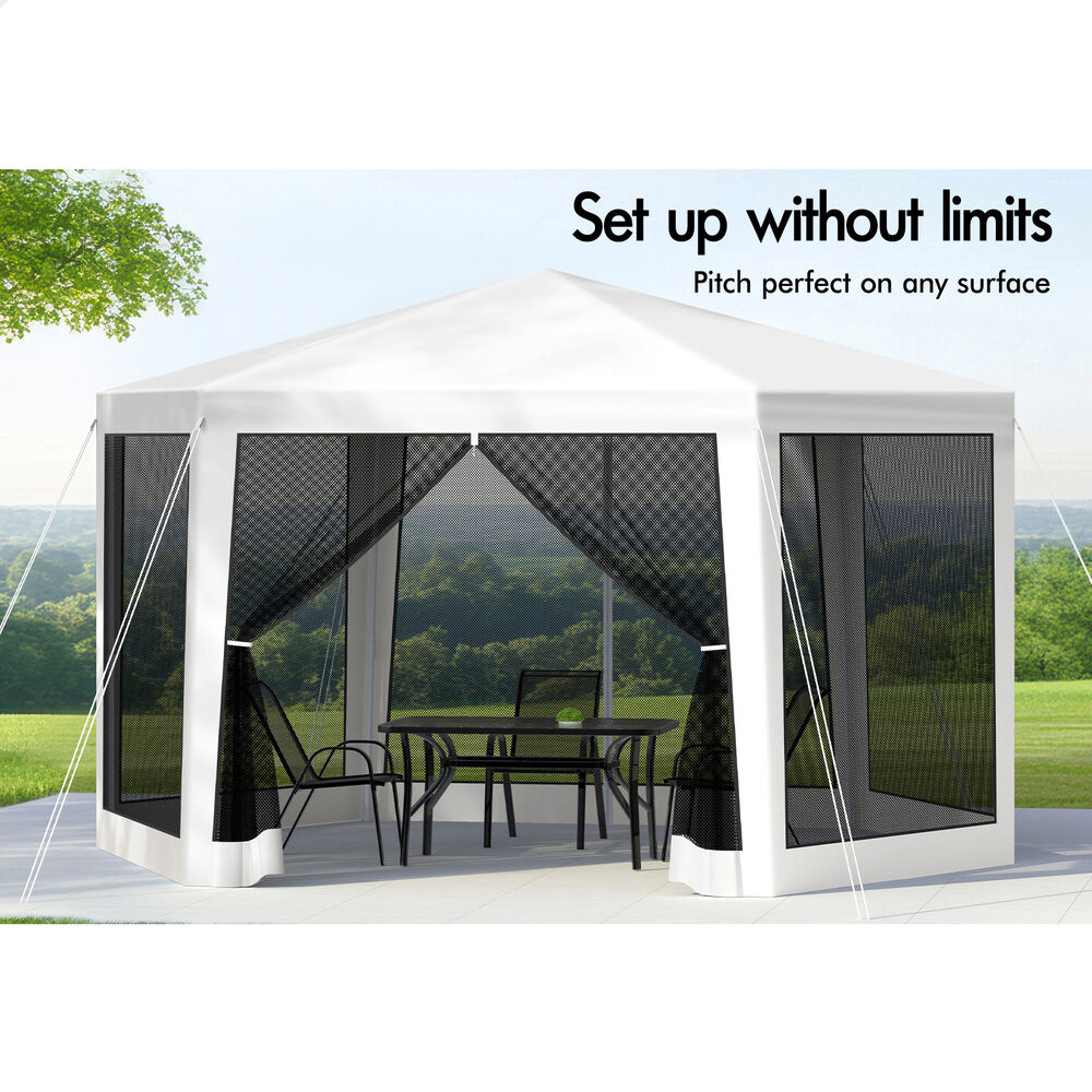 ALFORDSON Gazebo 2x2m Outdoor Camping Marquee Canopy Mesh Wall Portable White