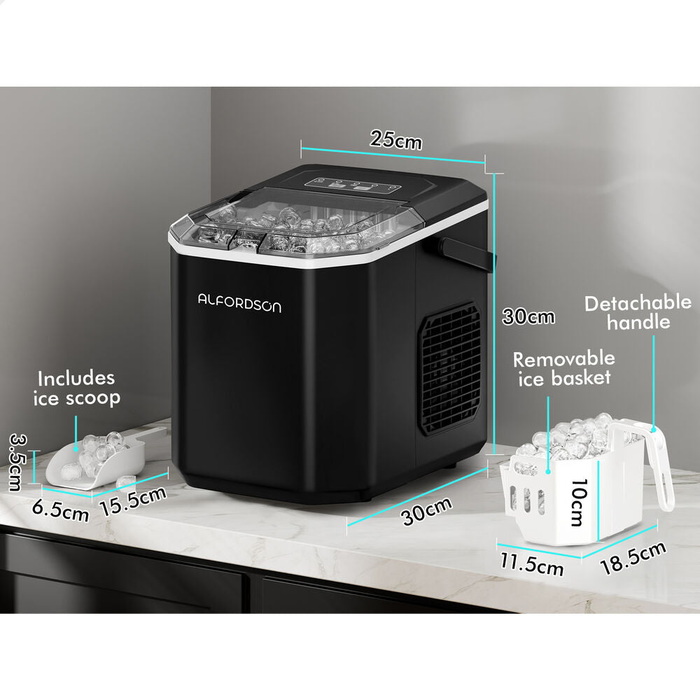 ALFORDSON Portable Ice Maker Machine Bar Countertop 12kg With Handle Black
