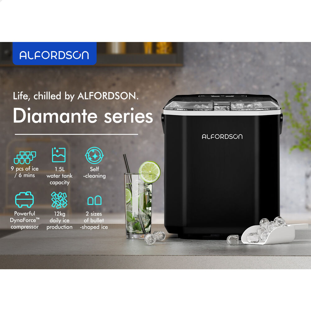ALFORDSON Portable Ice Maker Machine Bar Countertop 12kg With Handle Black