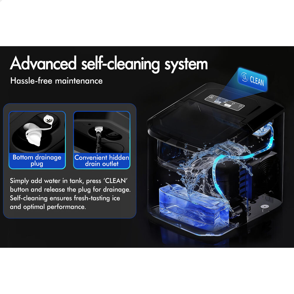 ALFORDSON Portable Ice Maker Machine Bar Countertop 12kg With Handle Black