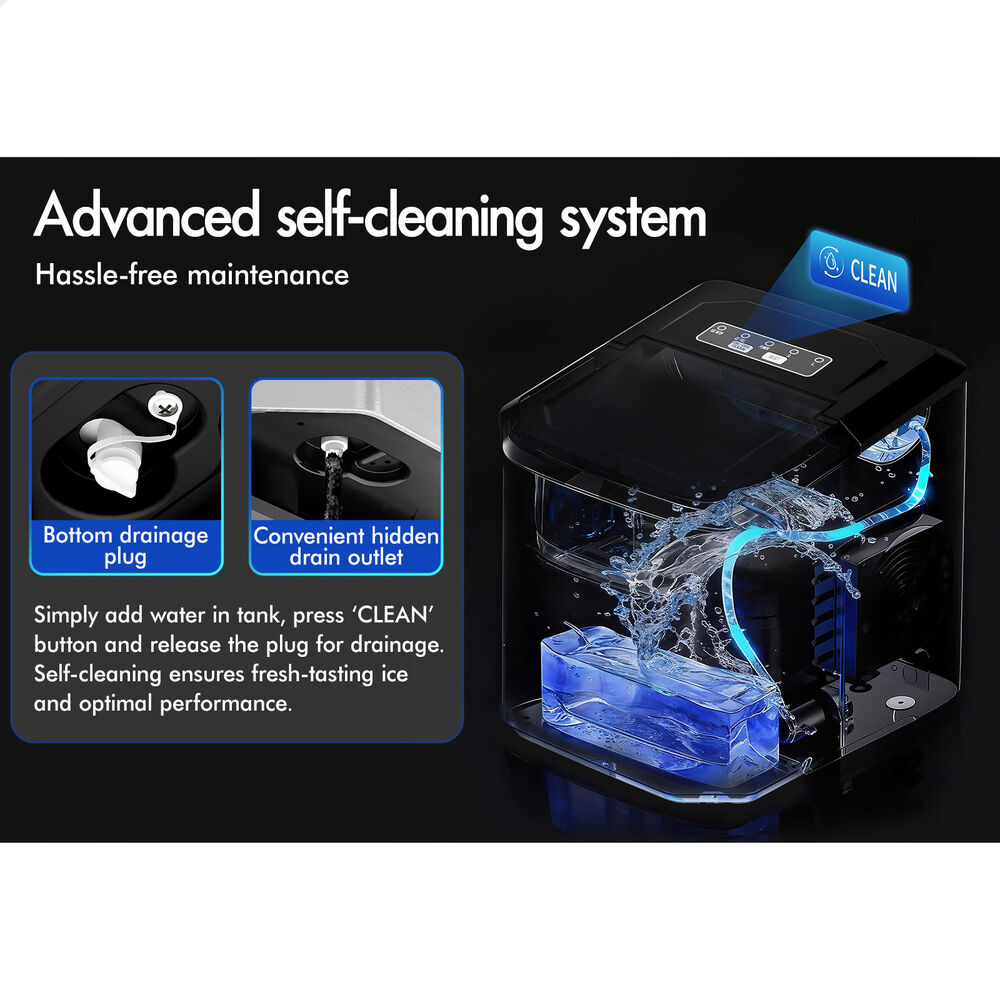 ALFORDSON Ice Maker Machine Portable Countertop 12kg With Handle Silver