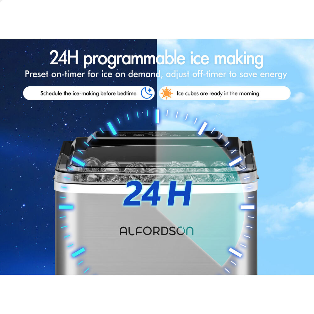 ALFORDSON Portable Ice Maker Machine Commercial 12kg 24hour Timer 2.2L Silver