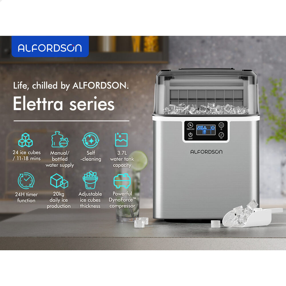 ALFORDSON Commercial Ice Maker Machine 3.7L Countertop w/ Timer Silver