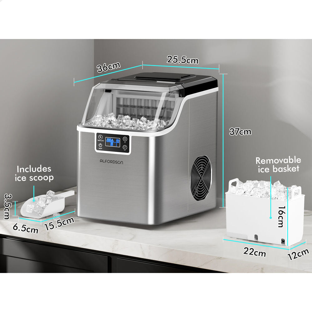 ALFORDSON Commercial Ice Maker Machine 3.7L Countertop w/ Timer Silver