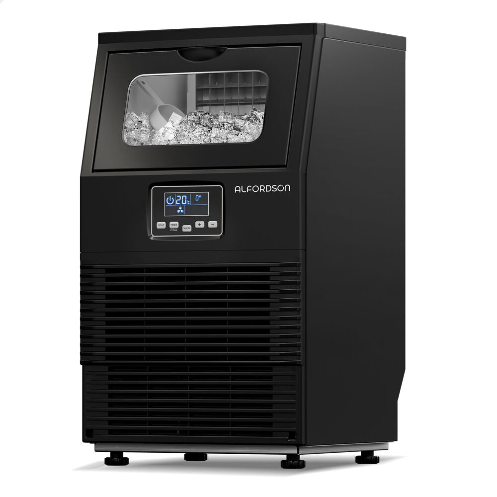 ALFORDSON Commercial Ice Maker Machine 38kg Ice Cube Stainless Steel Black