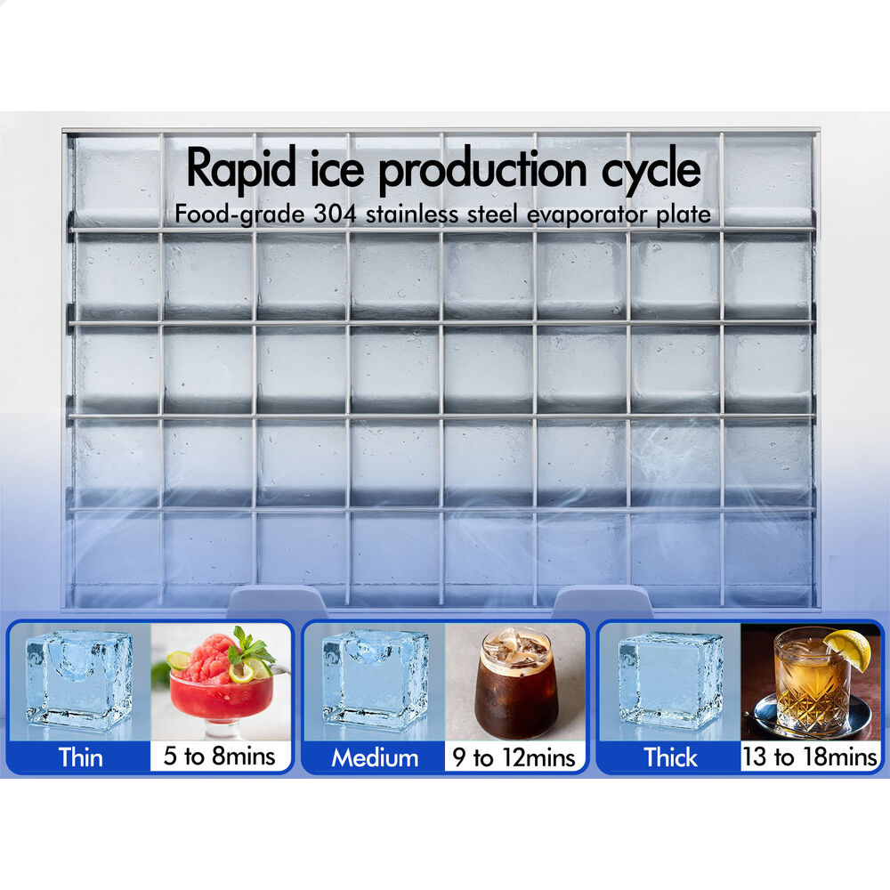 ALFORDSON Commercial Ice Maker Machine 38kg Ice Cube Stainless Steel Black