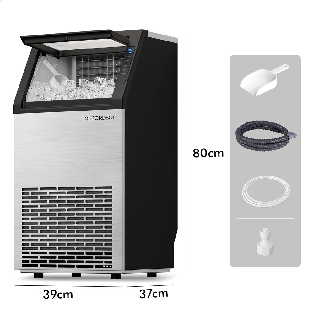 ALFORDSON Commercial Ice Maker Machine 45kg Ice Cube Stainless Steel