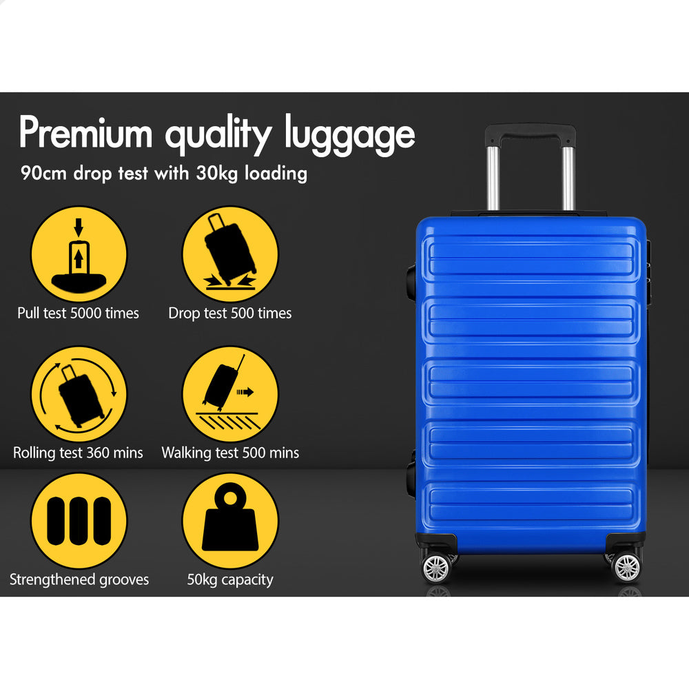 ALFORDSON Luggage 3PCS Suitcase Sets Trolley TSA Carry on Hard Case Blue