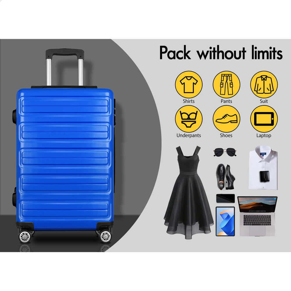 ALFORDSON Luggage 3PCS Suitcase Sets Trolley TSA Carry on Hard Case Blue
