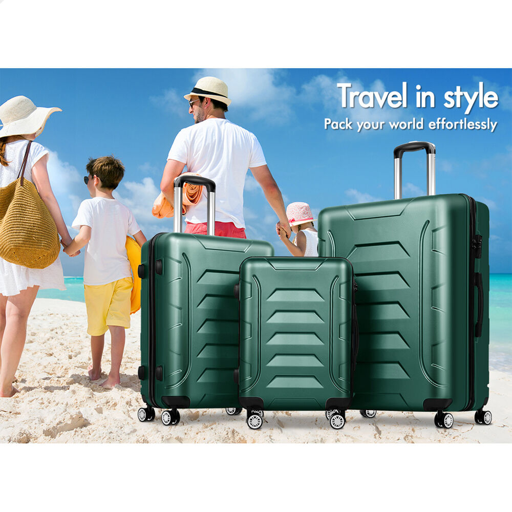 ALFORDSON Luggage 3PCS Suitcase Sets Suitcase Trolley TSA Carry on Hard Case Green