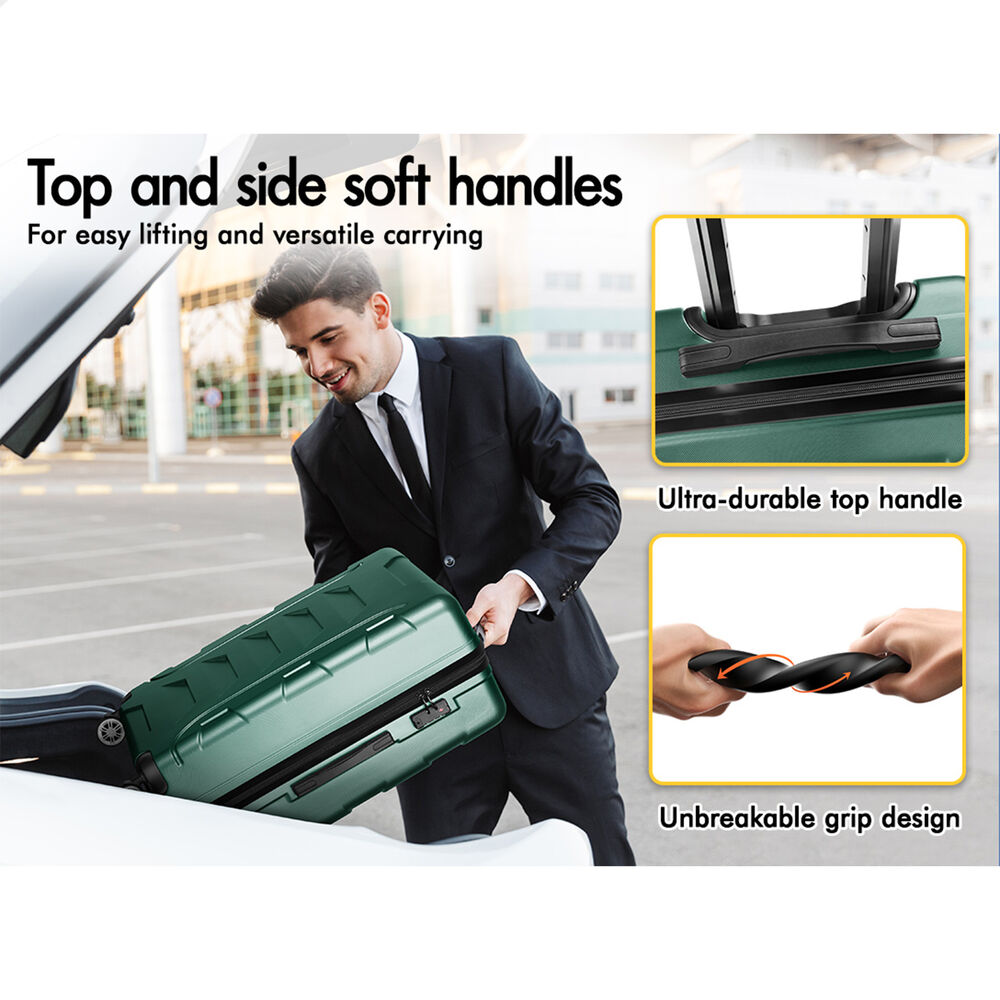 ALFORDSON Luggage 3PCS Suitcase Sets Suitcase Trolley TSA Carry on Hard Case Green