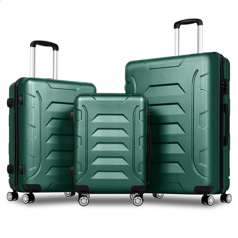 ALFORDSON Luggage 3PCS Suitcase Sets Suitcase Trolley TSA Carry on Hard Case Green