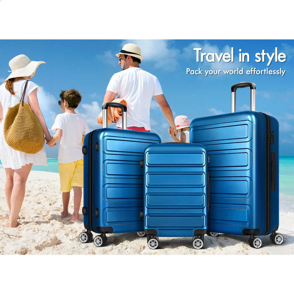 ALFORDSON Luggage 3PCS Set Suitcase Trolley TSA Carry on Hard Case Blue