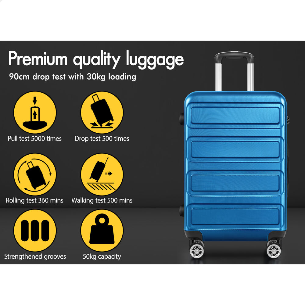 ALFORDSON Luggage 3PCS Set Suitcase Trolley TSA Carry on Hard Case Blue