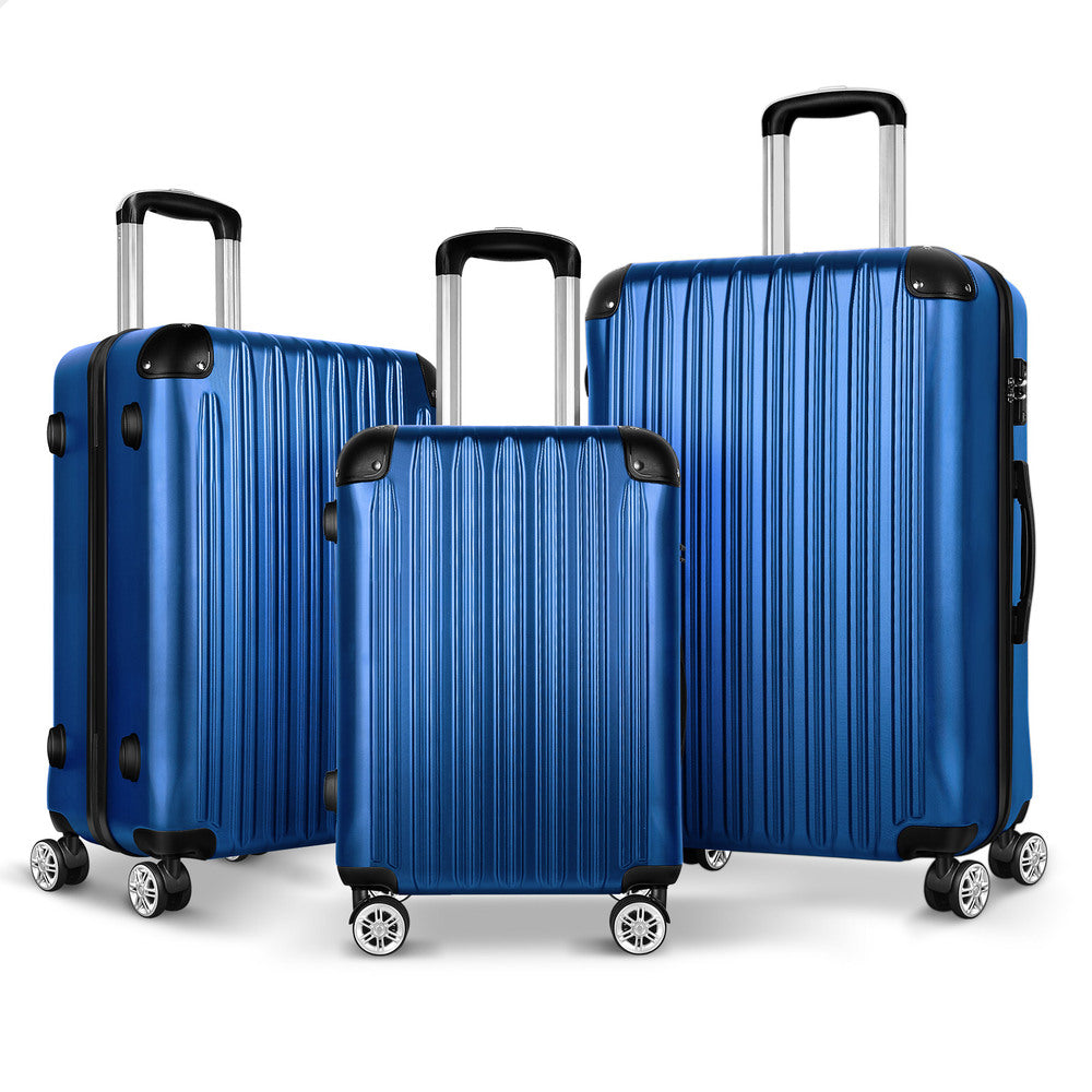 ALFORDSON Luggage 3PCS Set Suitcase Trolley TSA Carry on Hard Case Blue