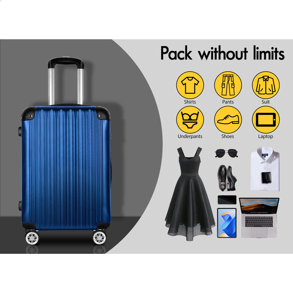 ALFORDSON Luggage 3PCS Set Suitcase Trolley TSA Carry on Hard Case Blue