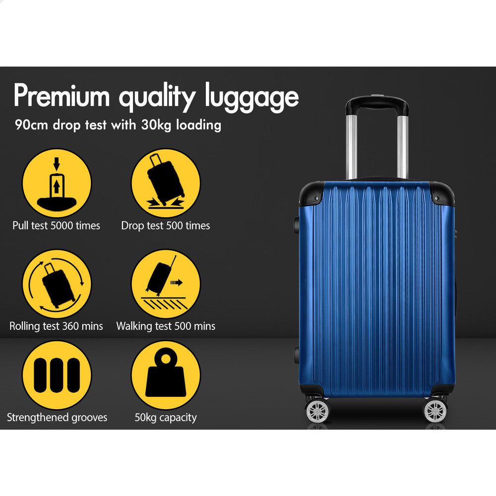 ALFORDSON Luggage 3PCS Set Suitcase Trolley TSA Carry on Hard Case Blue