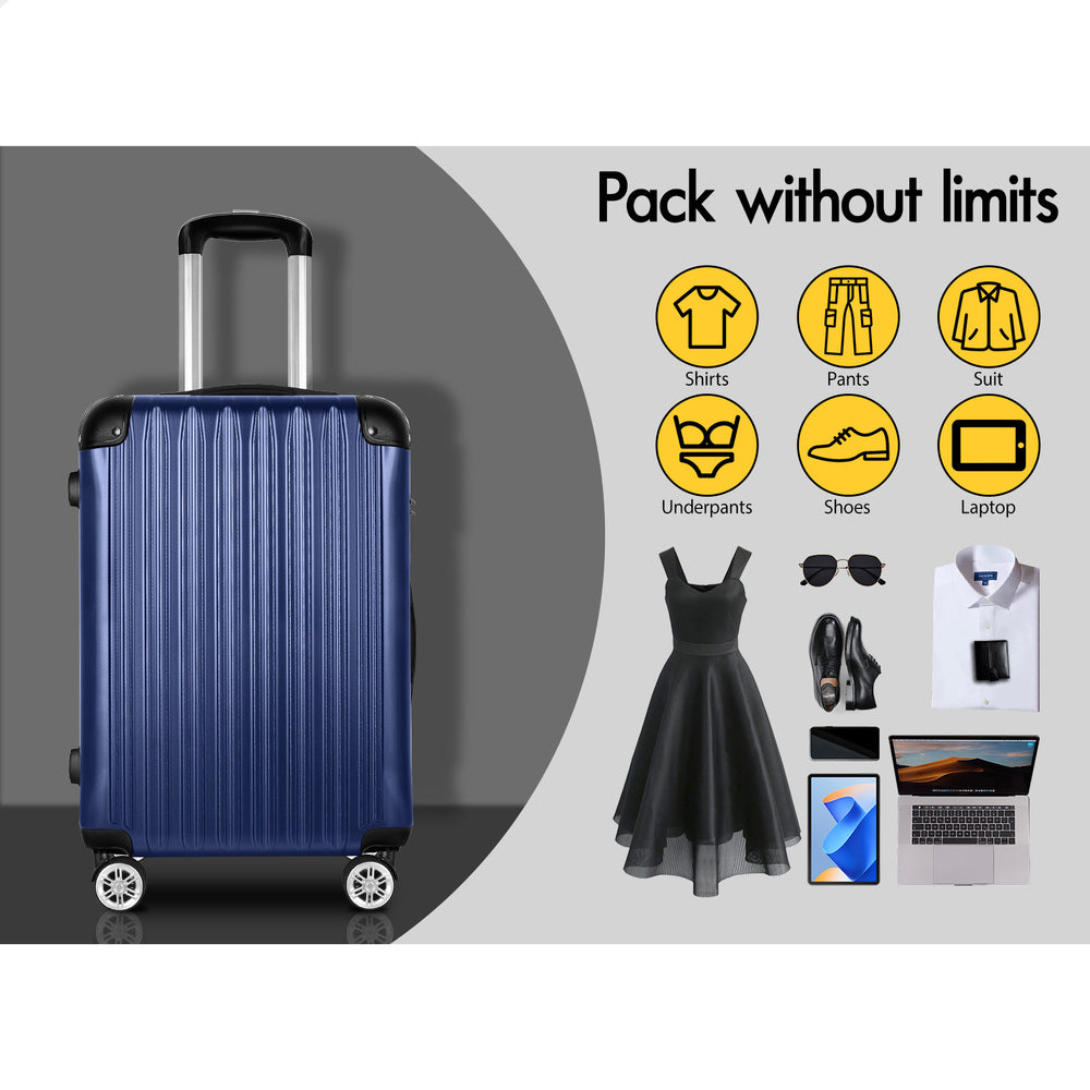 ALFORDSON Luggage 3PCS Suitcase Sets Trolley TSA Carry on Hard Case Navy
