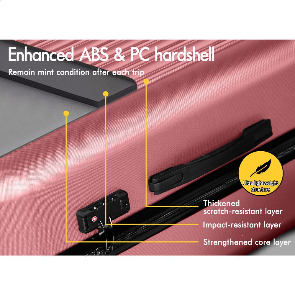 ALFORDSON Luggage 3PCS Set Suitcase Trolley TSA Carry on Hard Case Pink