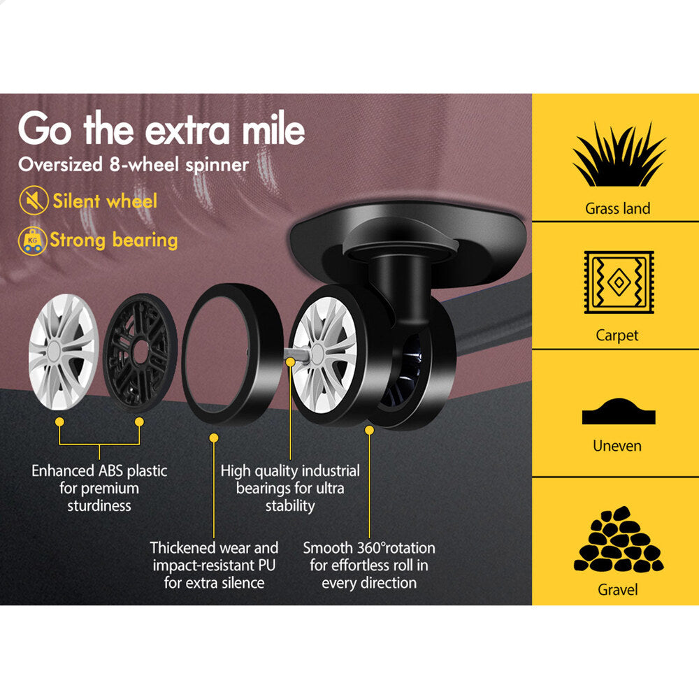 ALFORDSON Luggage 3PCS Set Suitcase Trolley TSA Carry on Hard Case Pink