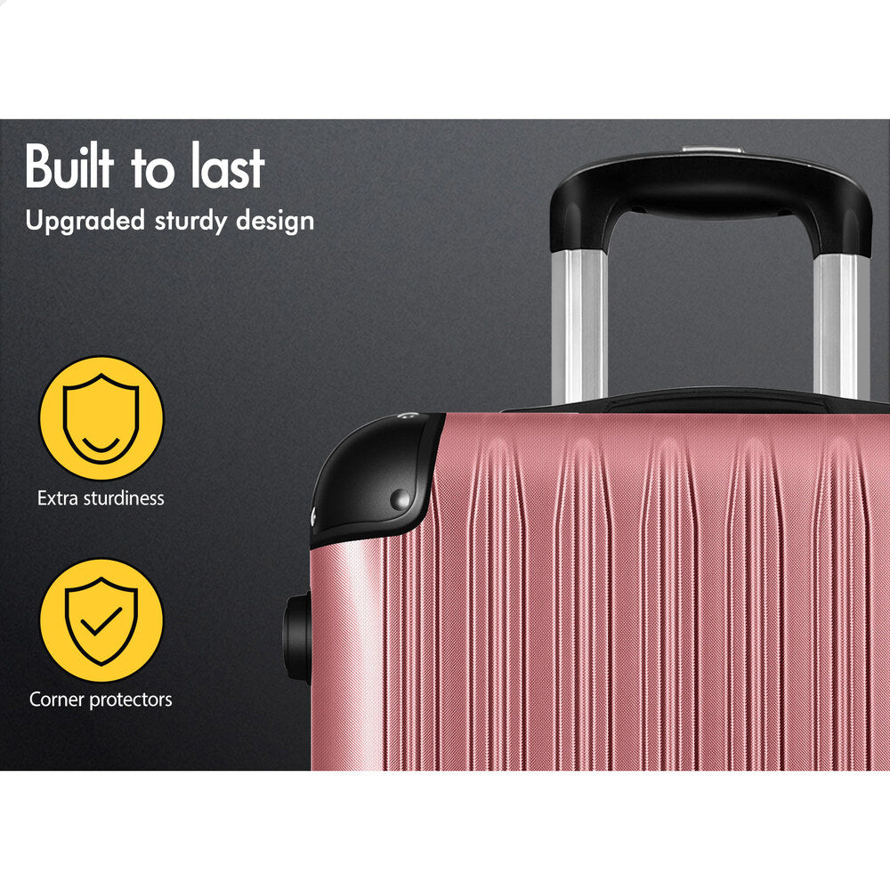 ALFORDSON Luggage 3PCS Set Suitcase Trolley TSA Carry on Hard Case Pink