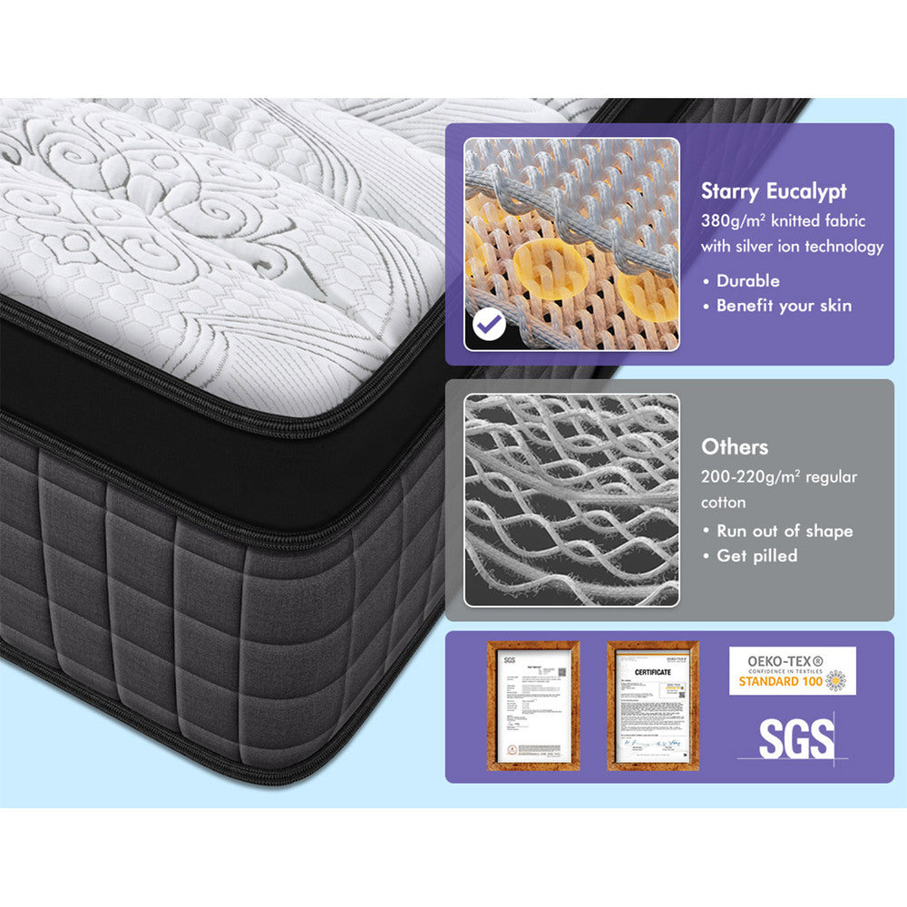 STARRY EUCALYPT Mattress Pocket Spring King Single Size Latex Euro Top 34cm 9 zone