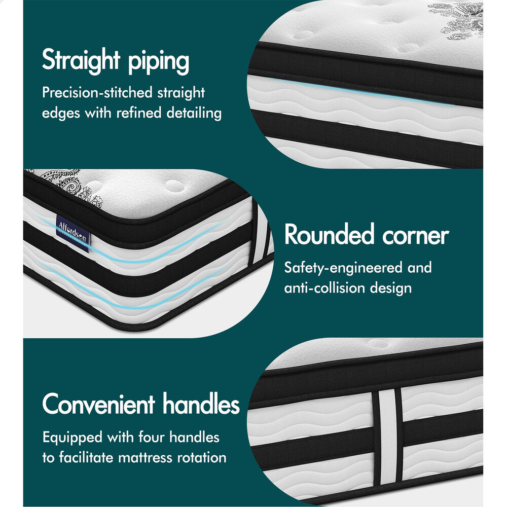 ALFORDSON Mattress Pocket Spring 34CM King Single Bed Euro Top Latex Foam 5 Zone