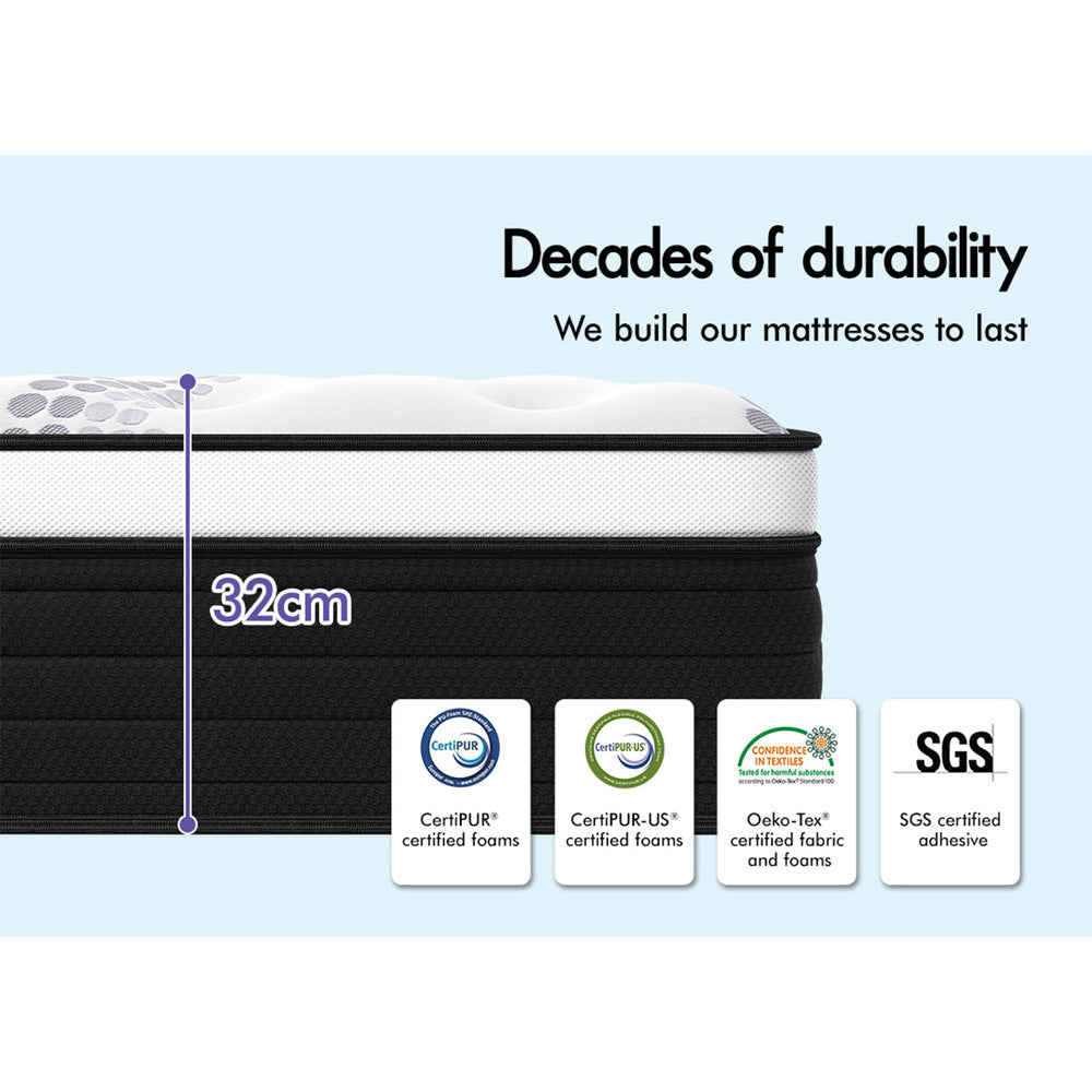 32cm Mattress STARRY EUCALYPT Bedding Cool Gel - Single