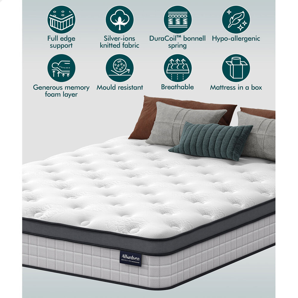 ALFORDSON Mattress 23CM Double Bed Euro Top Spring Foam Bedding Medium Firm