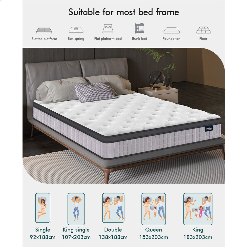 ALFORDSON Mattress 23CM King Bed Euro Top Spring Foam Bedding Medium Firm