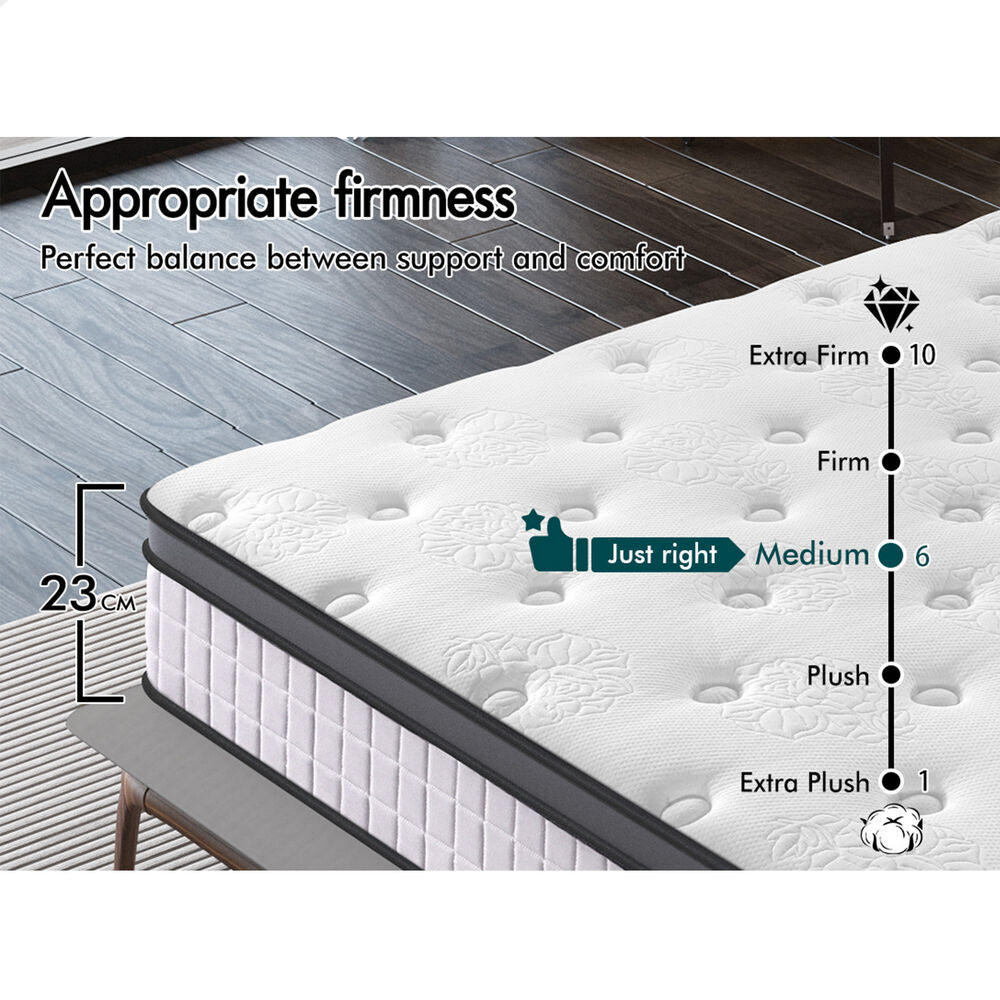 ALFORDSON Mattress 23CM King Bed Euro Top Spring Foam Bedding Medium Firm