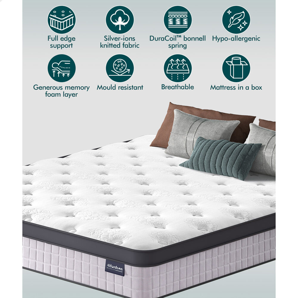 ALFORDSON Mattress 23CM King Bed Euro Top Spring Foam Bedding Medium Firm