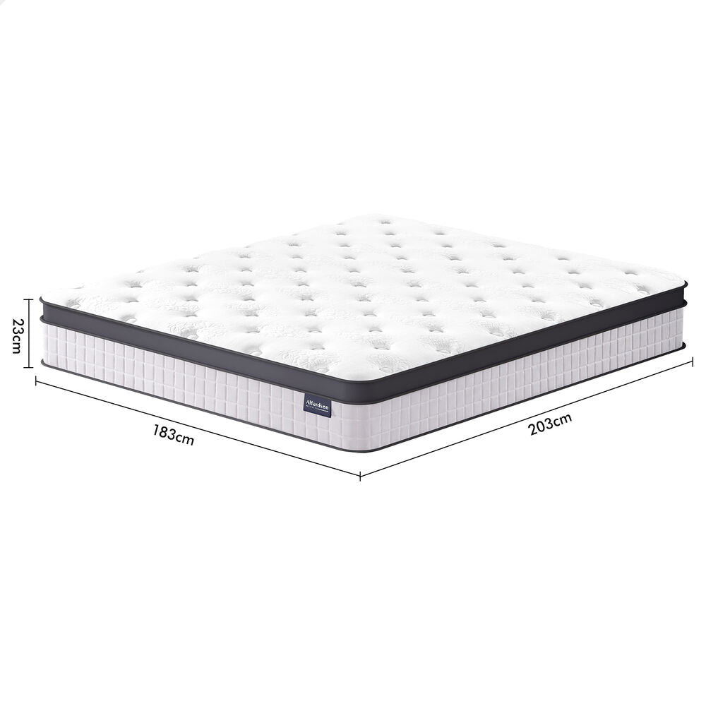 ALFORDSON Mattress 23CM King Bed Euro Top Spring Foam Bedding Medium Firm