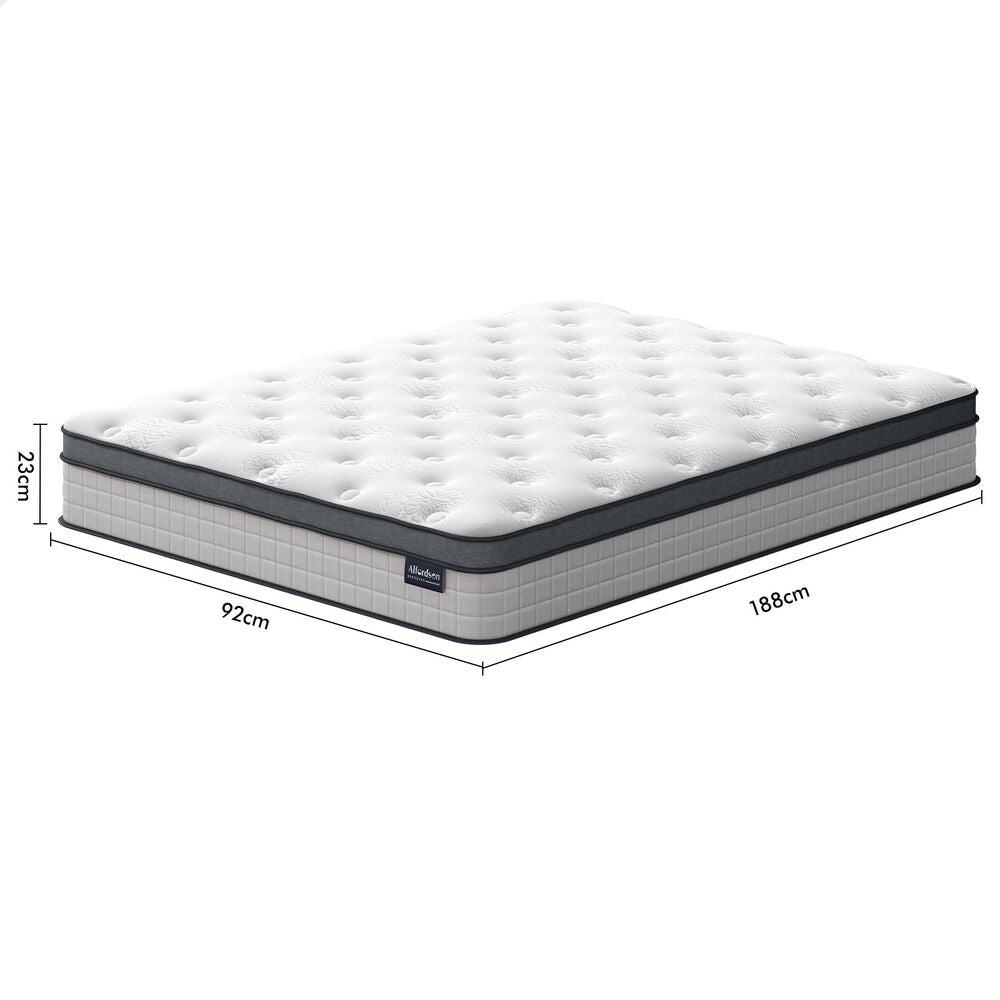 ALFORDSON Mattress 23CM Single Bed Euro Top Spring Foam Bedding Medium Firm